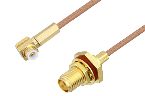 Snap-On MMBX Plug Right Angle to SMA Female Bulkhead Cable Using RG178 Coax