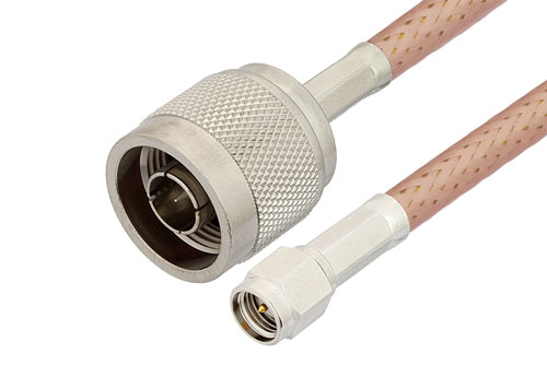 SMA Male to N Male Low Loss Cable Using PE-P195 Coax , LF Solder