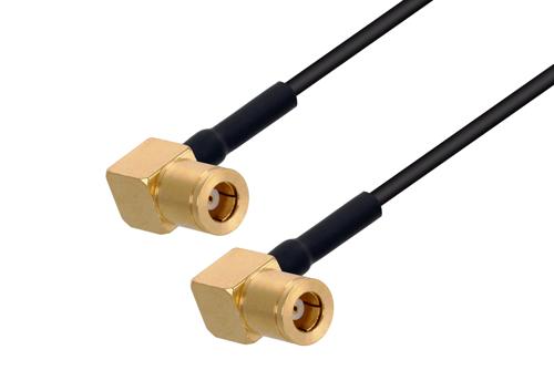 SMB Plug Right Angle to SMB Plug Right Angle Cable 12 Inch Length Using PE-SR405FLJ Coax
