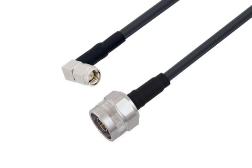 SMA Male Right Angle to N Male Cable Using RG58 Coax