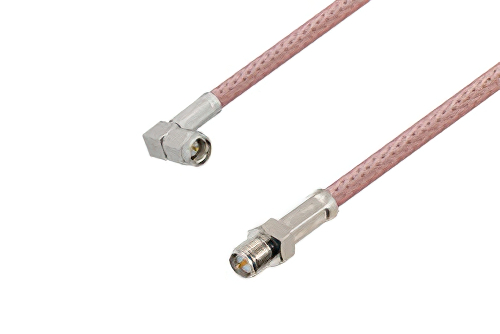 SMA Male Right Angle to Reverse Polarity SMA Female Cable Using RG142 Coax