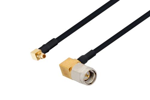 SMA Male Right Angle to MMCX Plug Right Angle Cable Using PE-SR405FLJ Coax