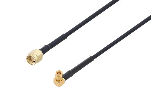SMA Male to SMA Male Right Angle Low Loss Cable Using LMR-200 Coax with HeatShrink