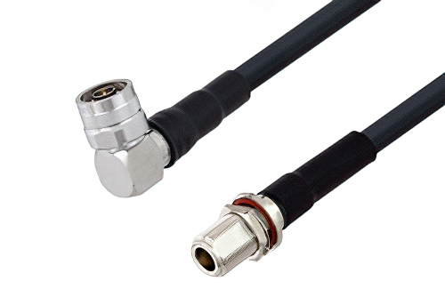 N Male Right Angle to N Female Bulkhead Cable 100 cm Length Using LMR-400 Coax