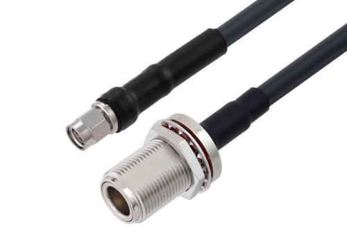 SMA Male to N Female Bulkhead Low Loss Cable Using LMR-240 Coax with Times Microwave Components