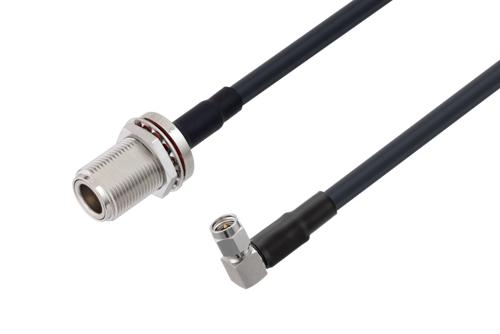 N Female Bulkhead to SMA Male Right Angle Low Loss Cable Using LMR-240 Coax with Times Microwave Components