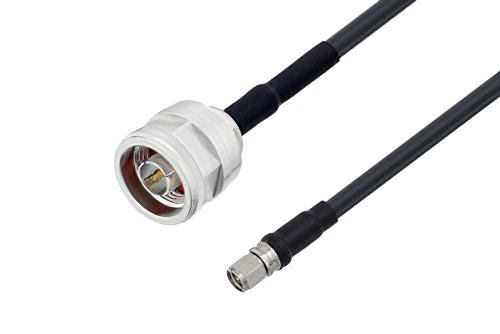 N Male to SMA Male Cable 12 Inch Length Using LMR-240-UF Coax with HeatShrink