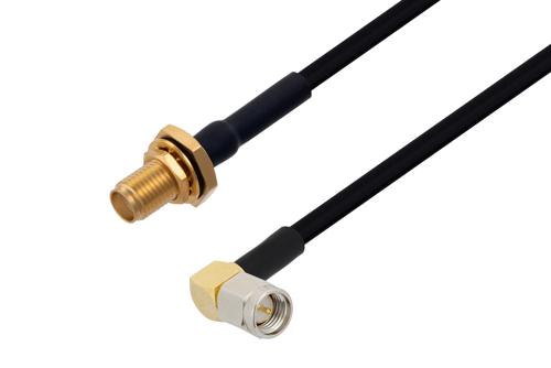 SMA Female Bulkhead to SMA Male Right Angle Cable Using PE-SR402FLJ Coax