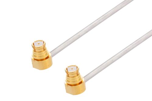 SMP Female Right Angle to SMP Female Right Angle Cable 48 Inch Length Using PE-SR047AL Coax