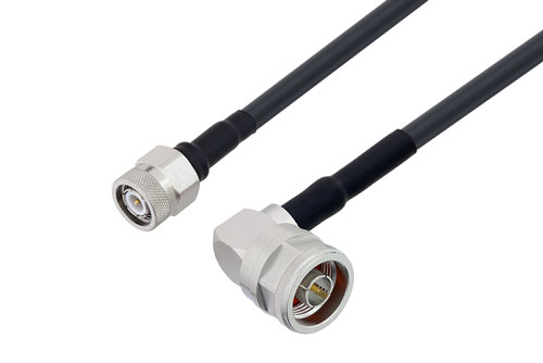 N Male Right Angle to TNC Male Low Loss Cable 24 Inch Length Using LMR-240 Coax