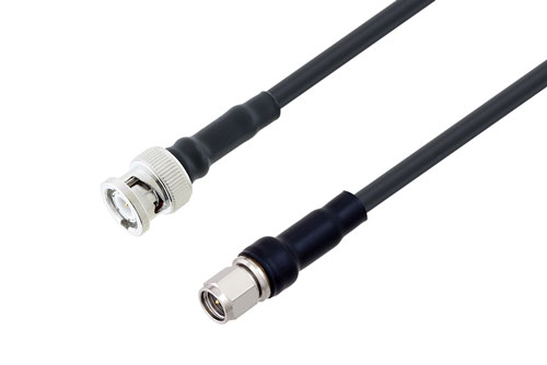 BNC Male to SMA Male Low Loss Cable Using LMR-200-UF Coax with Times Microwave Components