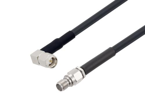 SMA Male Right Angle to SMA Female Low Loss Cable Using LMR-195 Coax with HeatShrink