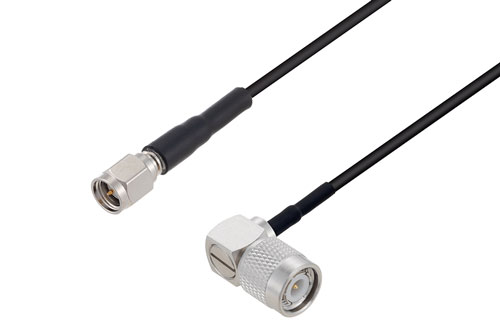 SMA Male to TNC Male Right Angle Low Loss Cable Using LMR-100 Coax with HeatShrink