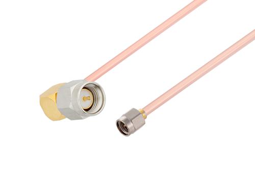 SMA Male to SMA Male Right Angle Cable Using RG402 Coax