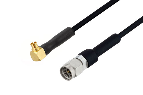 Mini SMP Female Right Angle to 2.92mm Male Cable Using PE-SR405FLJ Coax