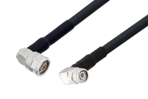 N Male Right Angle to TNC Male Right Angle Low Loss Cable Using LMR-400-UF Coax