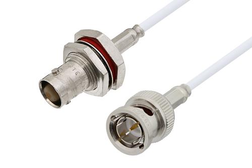 75 Ohm BNC Male to 75 Ohm BNC Female Bulkhead Cable Using 75 Ohm RG187 Coax