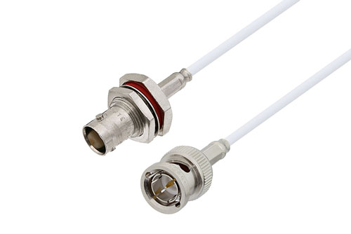 75 Ohm BNC Female Bulkhead to 75 Ohm BNC Male Cable Using 75 Ohm RG187 Coax , LF Solder