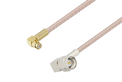 Push-On SMP Female Right Angle to SMA Male Right Angle Cable 12 Inch Length Using RG316 Coax