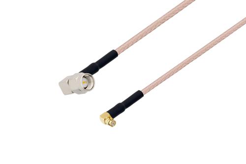 SMA Male Right Angle to Push-On SMP Female Right Angle Cable Using RG316 Coax with HeatShrink