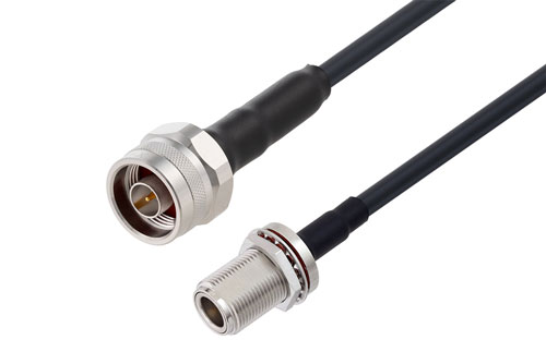 N Male to N Female Bulkhead Low Loss Cable Using LMR-240-UF Coax With Times Microwave Components