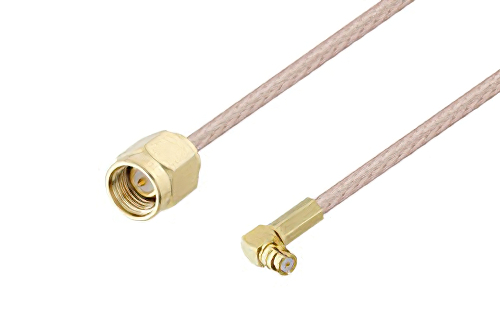 SMA Male to Push-On SMP Female Right Angle Cable 12 Inch Length Using RG316 Coax