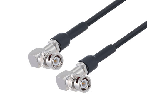 QMA Male Right Angle to QMA Male Right Angle Low Loss Cable Using LMR-240-DB Coax With Times Microwave Components