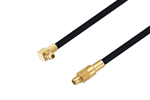 MMCX Plug Right Angle to MMCX Plug Cable 36 Inch Length Using PE-SR405FLJ Coax