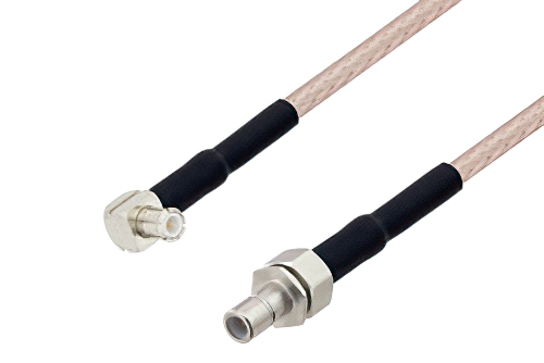 MCX Plug Right Angle to SMB Jack Cable Using RG316 Coax , LF Solder
