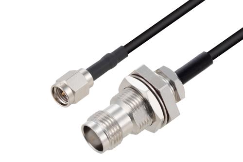 SMA Male to TNC Female Bulkhead Low Loss Cable Using LMR-100 Coax with HeatShrink