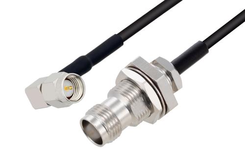 SMA Male Right Angle to TNC Female Bulkhead Low Loss Cable Using LMR-100 Coax with HeatShrink