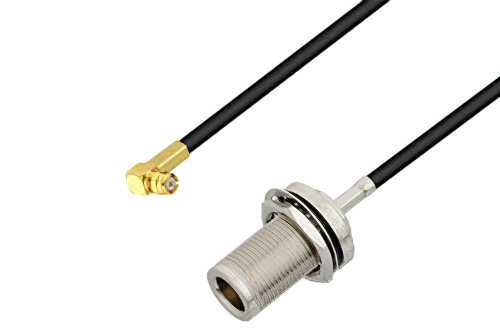 Push-On SMP Female Right Angle to N Female Bulkhead Cable 50 cm Length Using LMR-100 Coax