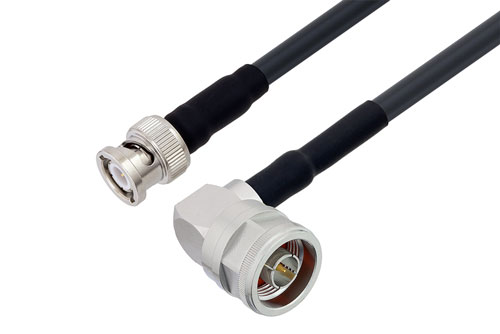 N Male Right Angle to BNC Male Low Loss Cable Using LMR-240-UF Coax