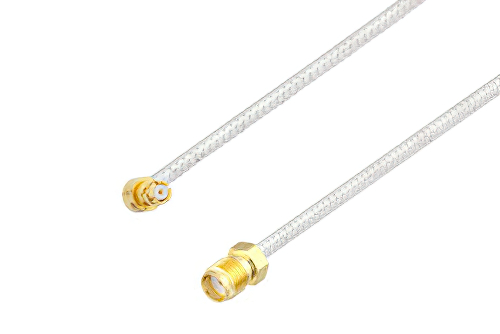 SMP Female Right Angle to SMA Female Cable 50 cm Length Using PE-SR405FL Coax