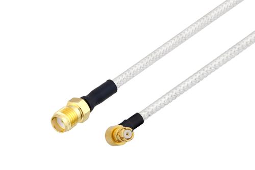 SMA Female to SMP Female Right Angle Cable Using PE-SR405FL Coax with HeatShrink