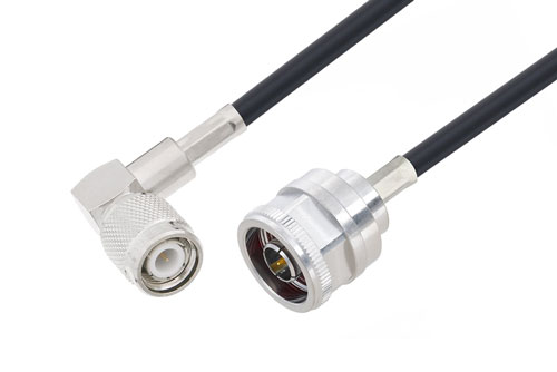TNC Male Right Angle to N Male Low Loss Cable Using LMR-195 Coax