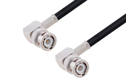 BNC Male Right Angle to BNC Male Right Angle Low Loss Cable Using LMR-240-UF Coax