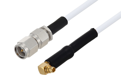 SMA Male to MMCX Plug Right Angle Cable Using RG188-DS Coax with HeatShrink