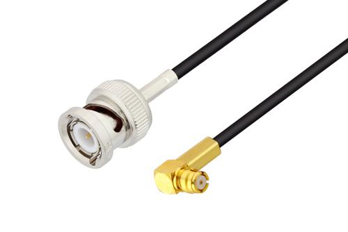 BNC Male to Push-On SMP Female Right Angle Cable Using RG174 Coax , LF Solder