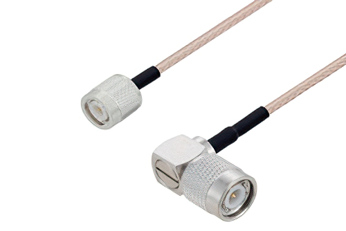 TNC Male to TNC Male Right Angle Cable 24 Inch Length Using RG316 Coax with HeatShrink