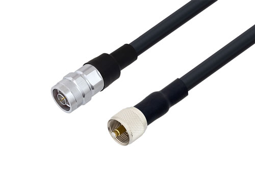 N Male to UHF Male Low Loss Cable Using LMR-400 Coax with HeatShrink