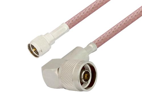 Mini UHF Male to N Male Right Angle Cable Using RG142 Coax