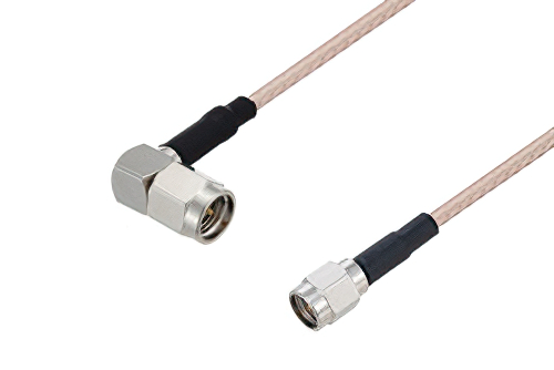 SMA Male Right Angle to SMA Male Cable 200 cm Length Using RG316 Coax with HeatShrink
