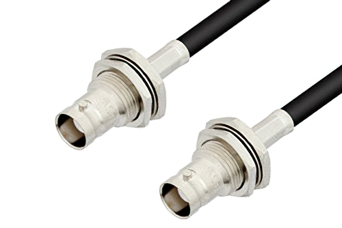 75 Ohm BNC Female Bulkhead to 75 Ohm BNC Female Bulkhead Cable 12 Inch Length Using 93 Ohm RG62 Coax