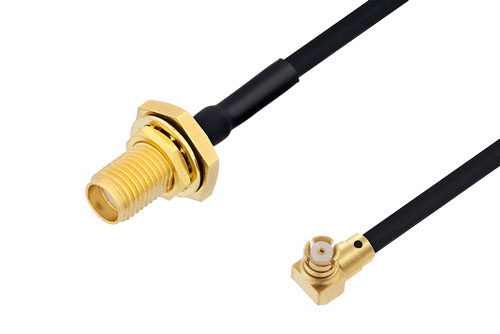 SMA Female Bulkhead to SMP Female Right Angle Cable Using PE-SR405FLJ Coax