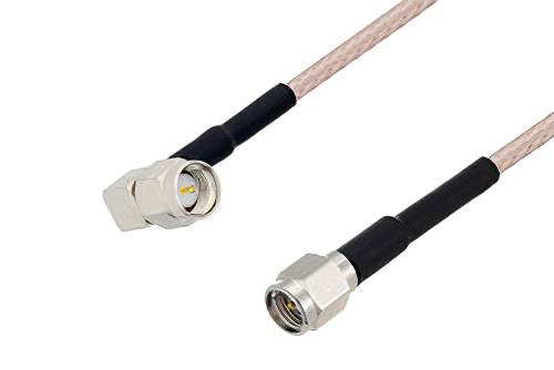 SMA Male Right Angle to SMA Male Cable Using RG316-DS Coax
