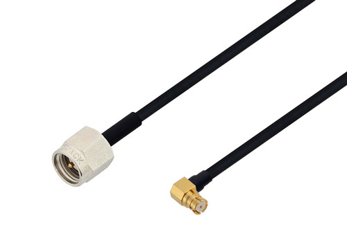 SMA Male to SMP Female Right Angle Cable 12 Inch Length Using PE-SR405FLJ Coax