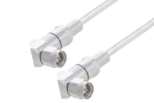 SMA Male Right Angle to SMA Male Right Angle Cable 12 Inch Length Using PE-SR402FL Coax