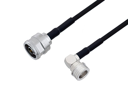 N Male to QN Male Right Angle Cable 12 Inch Length Using RG223 Coax with HeatShrink, LF Solder
