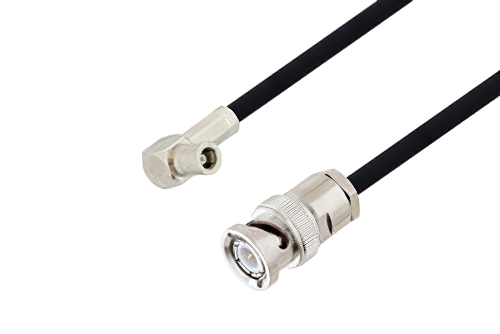 SMB Plug Right Angle to BNC Male Cable 50 cm Length Using RG223 Coax